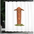 thumbnail image 3 of Ambesonne Viking Shower Curtain, Mythological Totem Pole Art, 69"Wx75"L, Cinnamon and Fawn, 3 of 4