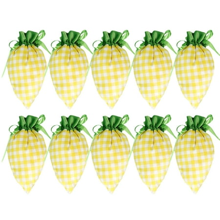 Baright 10Pcs Carrot Plaid Pattern Candy Bags for Easter Bunny Decoration (Yellow Plaid)