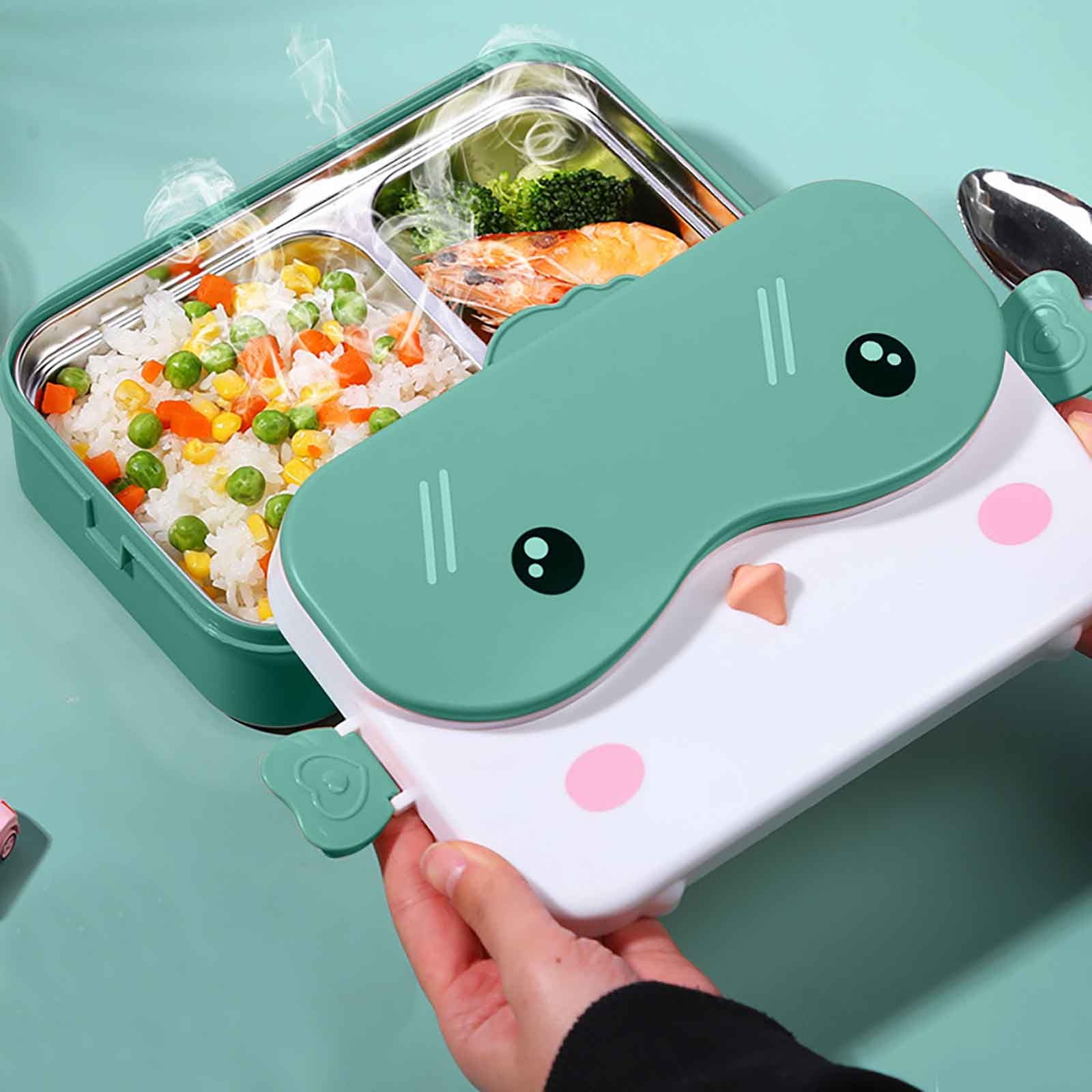 Xmmswdla Bentgo Kids Lunch Box Green Lunch Box1-Layer 900ml Rectangular Food Lunch Box Stainless Steel Lunch Box Lunch Box Food Storage Box Children's