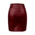 thumbnail image 5 of Daznico Women's Pleated Leather Mini Skirt with Belt and Zipper, Solid Color Pencil Skirt, Trendy and Stylish,Size M, 5 of 6