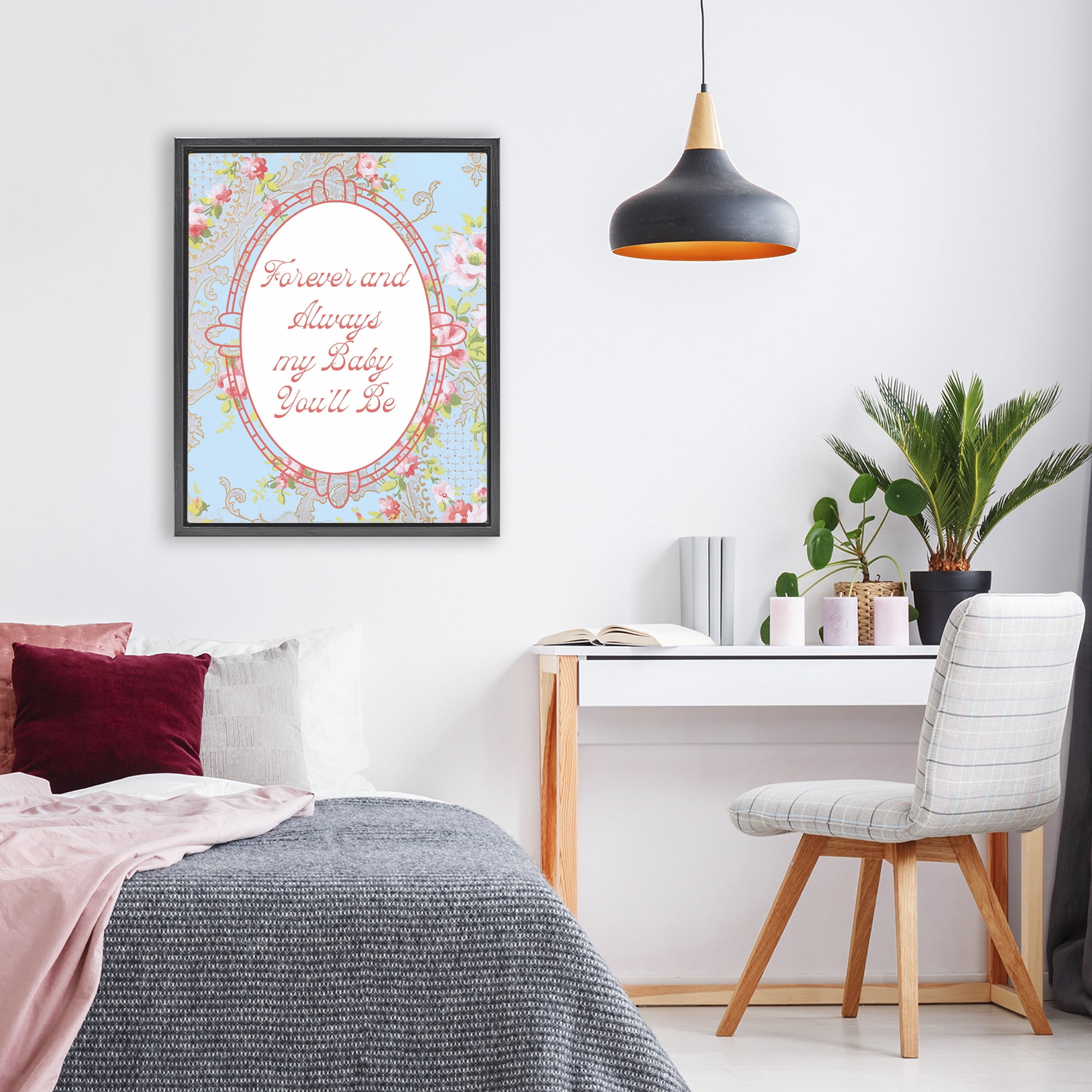 Stupell Industries Forever And Always My Baby Black Framed Floater Canvas Wall Art, design by Lil' Rue
