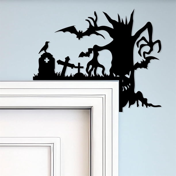 Adorno de metal para puerta de Halloween, decoración de letrero de esquina de puerta de Halloween, decoraciones de puerta de Halloween, letrero de puerta de Halloween, decoración de letrero de esquina