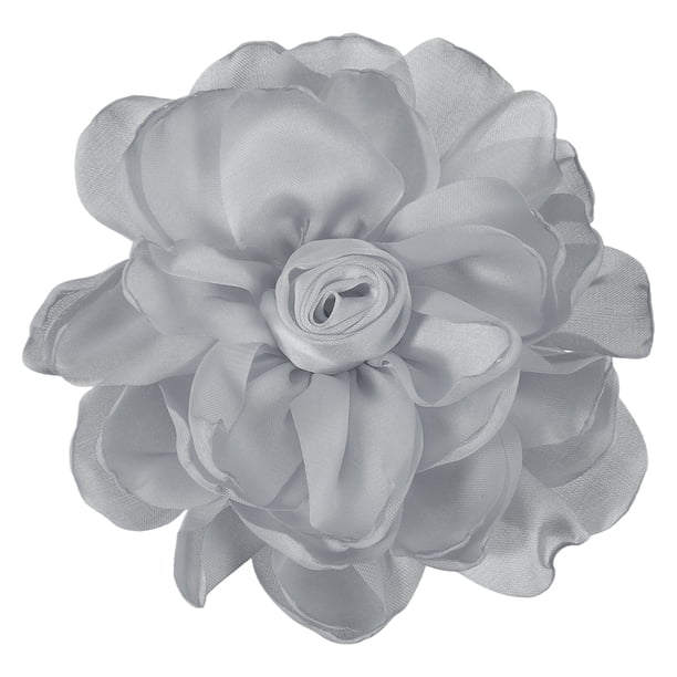Pinzas para el cabello de flores, broche de rosa de satén, horquilla floral para mujeres en bodas, gris