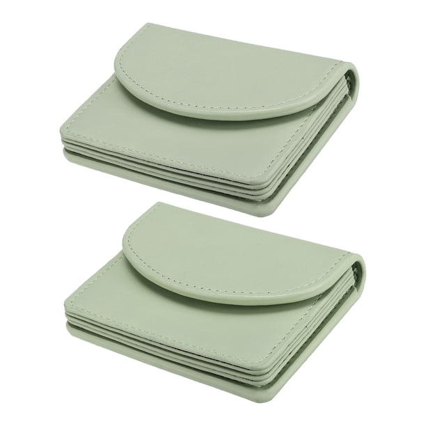 Estuche para tarjetas de visita de cuero PU Uxcell, 2 piezas, billetera para tarjetas de nombre, verde
