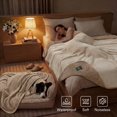 thumbnail image 3 of Waterproof Blanket For Medium Large Dog Ultra-soft & Calming Pet Throw Reversible Warm Fleece Durable Furniture Crate Couch Cover Protector Machine Washable Leakproof Beige M (57''x40''), 3 of 8