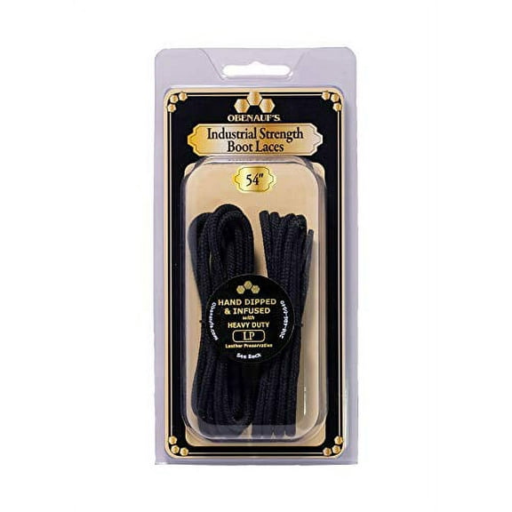 Obenauf's Boot Laces Industrial Strength Black Waxed Round 1 Pair 54 Inch
