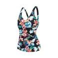 thumbnail image 3 of FORTANT Women's Floral Print Plus Size Two Piece Tankini Swimsuits Ruched Tummy Control Tankini Top with Swim Shorts, Size S-4XL, 3 of 8