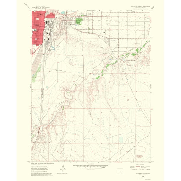Topo Map Pueblo East Colorado Quad USGS 1960 23.00 x 28.16