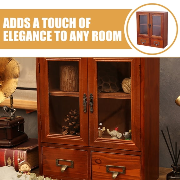 Baluue Brown Multi-Layer Wooden Display Cabinet with Vintage Style and Ample Storage Space, 0.5 Layers for Home Organization