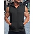 thumbnail image 4 of Men'S Workout Hooded Tank Tops Fashion Muscle Zip Up Sleeveless Hooded Slim Fit Gym Hoodie Black XL, 4 of 6
