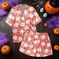 thumbnail image 6 of JIANLAI Women Halloween Pajama Set 2 Piece Short Sleeve Button‑Front Loungewear Outfit For Halloween And Daily Lounging, 6 of 8