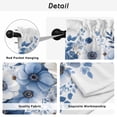thumbnail image 5 of White Blue Floral Kitchen Curtains, Elegant Leaves Spring Flowers Light Filtering Window Curtain Panels, 2Pcs Rod Pocket Window Treatments Set for RV Dining Room Study Room 42x54 Inches, 5 of 9