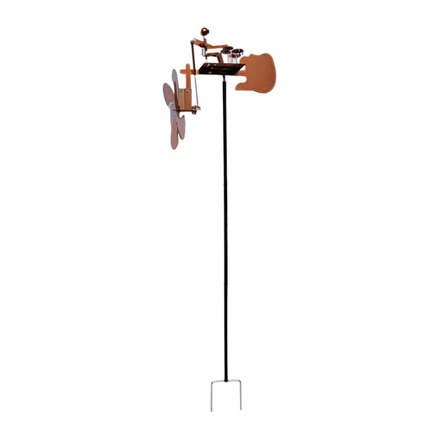 Escultura de viento para baterista de jardín, , percusionista, figura musical, estatua, molinillo de viento para jardín, parterre de Oro