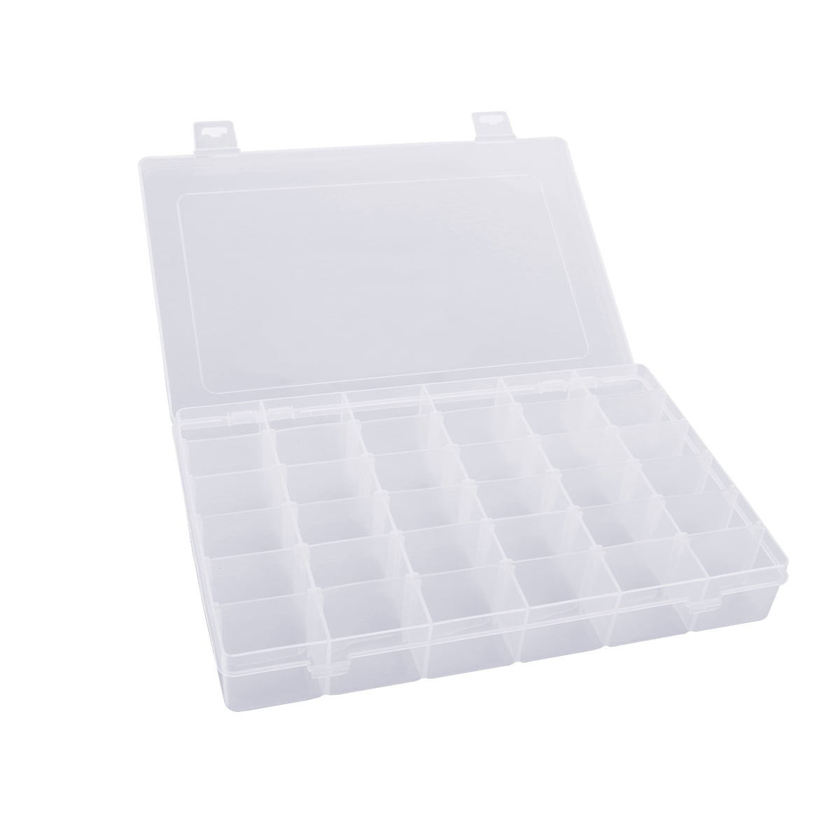 Aketek Hard Plastic Clear 36 Compartment Jewelry Storage Box Organizer with Removable Dividers 