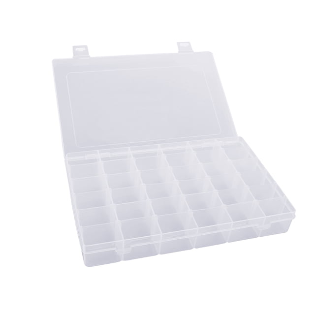 SHISUYAN Portable 36-Grid Clear Hard Plastic Adjustable Jewelry Organizer Box Storage Container Case with Removable Dividers