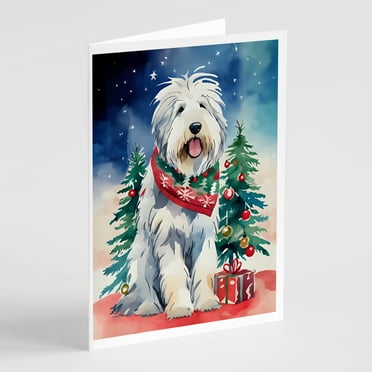 Old English Sheepdog Christmas Greeting Cards Pack of 8 7 in x 5 in