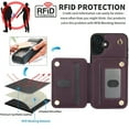 thumbnail image 6 of Wallet Case for iPhone 16 with Wrist and Shoulder Strap, Card Holder Kickstand Feature Flip Zipper PU Leather RFID Blocking Magnetic Buckle Phone Cover for iPhone 16, Purple, 6 of 8