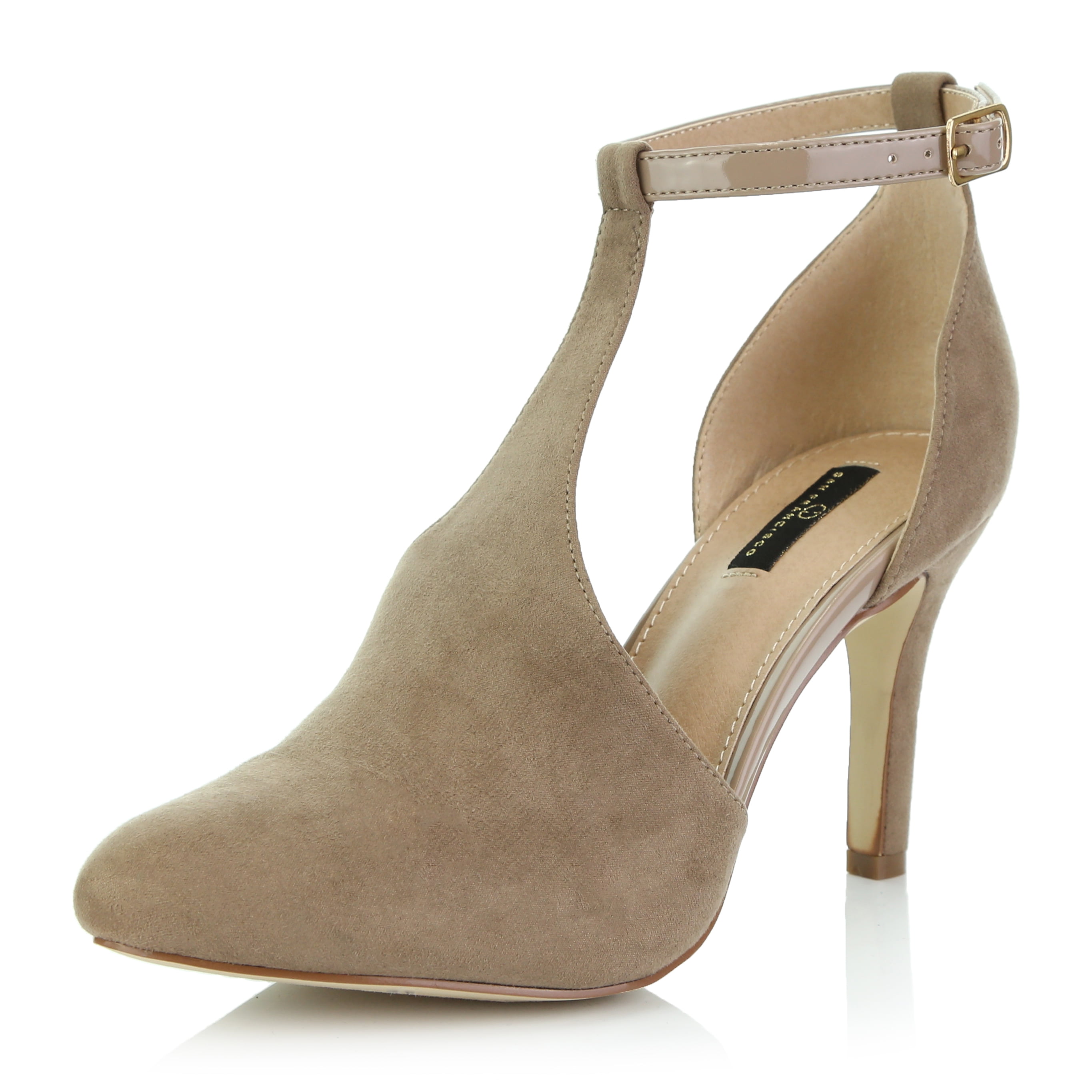 taupe low heels