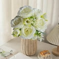 thumbnail image 6 of 5-Branch Artificial Silk Rose Bouquet - Realistic Simulated Flower Arrangement, Soft Silk Petals for Home, Wedding & Table Centerpieces, Bridal Bouquet & Party Decor Accessory, 12.6*12.6in, White, 6 of 6