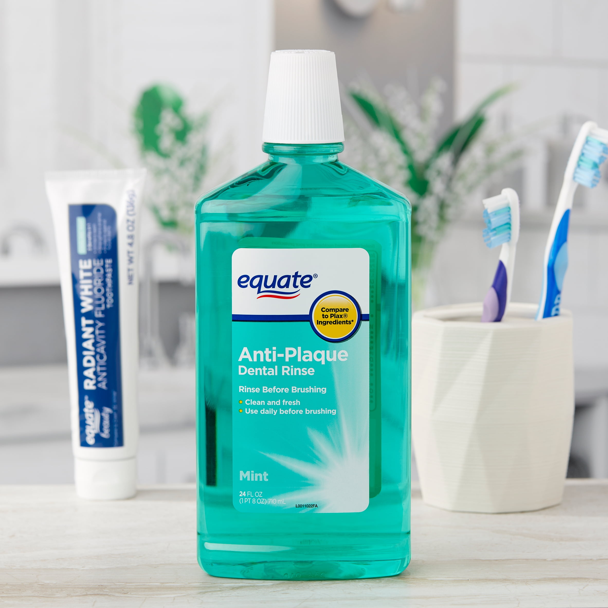 Equate Plaque Removing Mouthwash, Mint, 24 Fl oz