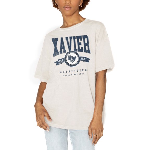 Women's Gameday Couture White Xavier Musketeers Get Goin' Oversized T-Shirt