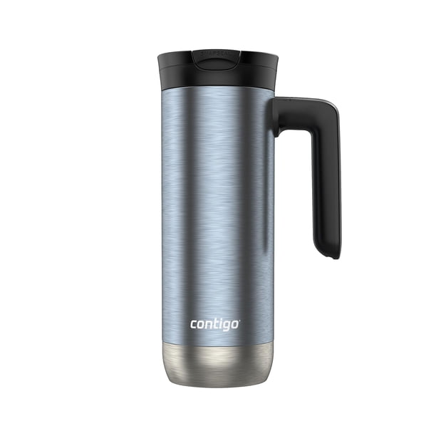 Contigo Superior 2.0 Taza de viaje de acero inoxidable con asa, tapa a prueba de fugas, aislamiento de doble pared para bebidas frías y calientes, hielo oscuro de 20 oz, ideal para desplazamientos y v