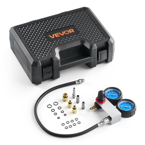 VEVOR Engine Cylinder Compression Tester Kit, Pressure Gauge Range of 0-100 PSI, Automotive Leak Down Tester Kit with 4 Adapters & Air Fittings, Pressure Check & Leakage Rate Test on Cars,Motorcycles