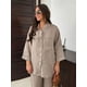 thumbnail image 3 of Conjunto de 2 piezas de pantalón con cintura elástica para mujer, camiseta de manga larga con cuello de pico y solapa, traje holgado para el hogar, 3 of 3
