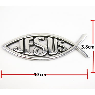 3D Car Sticker Silver Jesus Fish Emblems