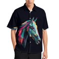 thumbnail image 3 of Camisas con estampado digital de animales y caballos para hombre, camisas hawaianas holgadas informales de manga corta para playa, blusas de gran tamaño para hombre, 3 of 5