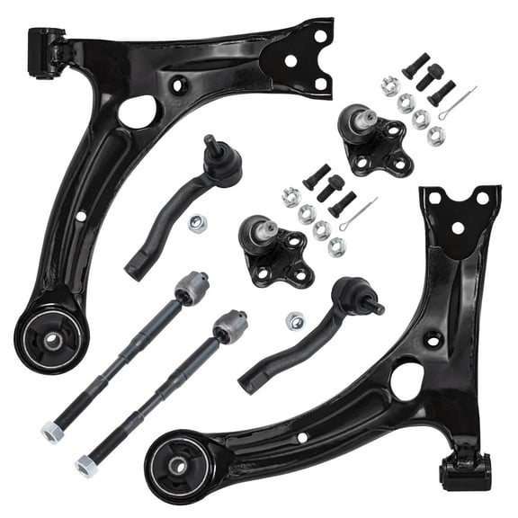Detroit Axle - Front End 8pc Suspension Kit for 03-08 Toyota Corolla, 2 Lower Control Arms 2 Lower Ball Joints 4 Tie Rods 2004 2005 2006 2007 Replacement