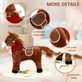 thumbnail image 4 of Tereitr Rocking Horse Toy for Kids, Plush Ride-On with Wooden Rockers & Interactive Sounds, Moving Mouth, Max Weight 50kg (110 lbs) (Dark Brown Small), 4 of 10