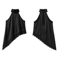 thumbnail image 4 of Karymi Summer Tops Halter Neck Asymmetric Tank Top, Twist Sleeveless Floral Lace Trim Irregular Long Hem Loose Flowy Camisole, Satin Layering Blouse T Shirts for Women, 4 of 7