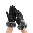 thumbnail image 2 of Gustave Women PU Leather Touch Screen Gloves Thermal Lining Faux Fur Cuffs Motorcycle Driving Winter Warm Gloves, 2 of 8