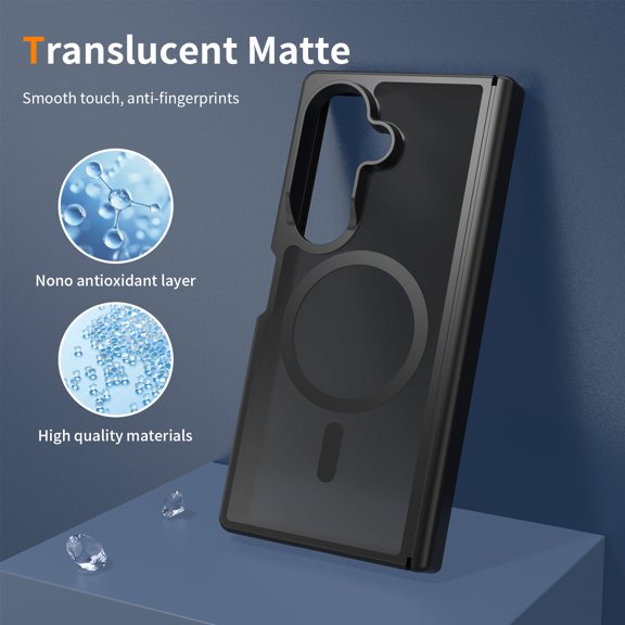 ELEHOLD Frosted Translucent Case for Samsung Galaxy Z Fold8 Ultra, Slim Shockproof Magnetic Protective Cover with Spine Shield, Black