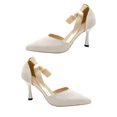 thumbnail image 3 of Zapatos de tacón para mujer, con lazo en el tobillo, sandalias de tacón fino, puntera puntiaguda, cómodos para fiesta de boda, 3 of 8