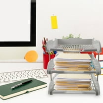 Masteelf Clear Desk Organizer with 3-Tier Paper Tray, Desktop Storage for Office Supplies and Documents