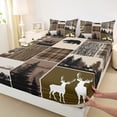 thumbnail image 3 of Homewish Safari Deer Queen Sheet Sets,Rustic Farmhouse Cabin Flat Sheet,Brown Beige Black Queen Fitted Sheet For Adults,Ultra Soft Home Decor,4pcs, 3 of 7