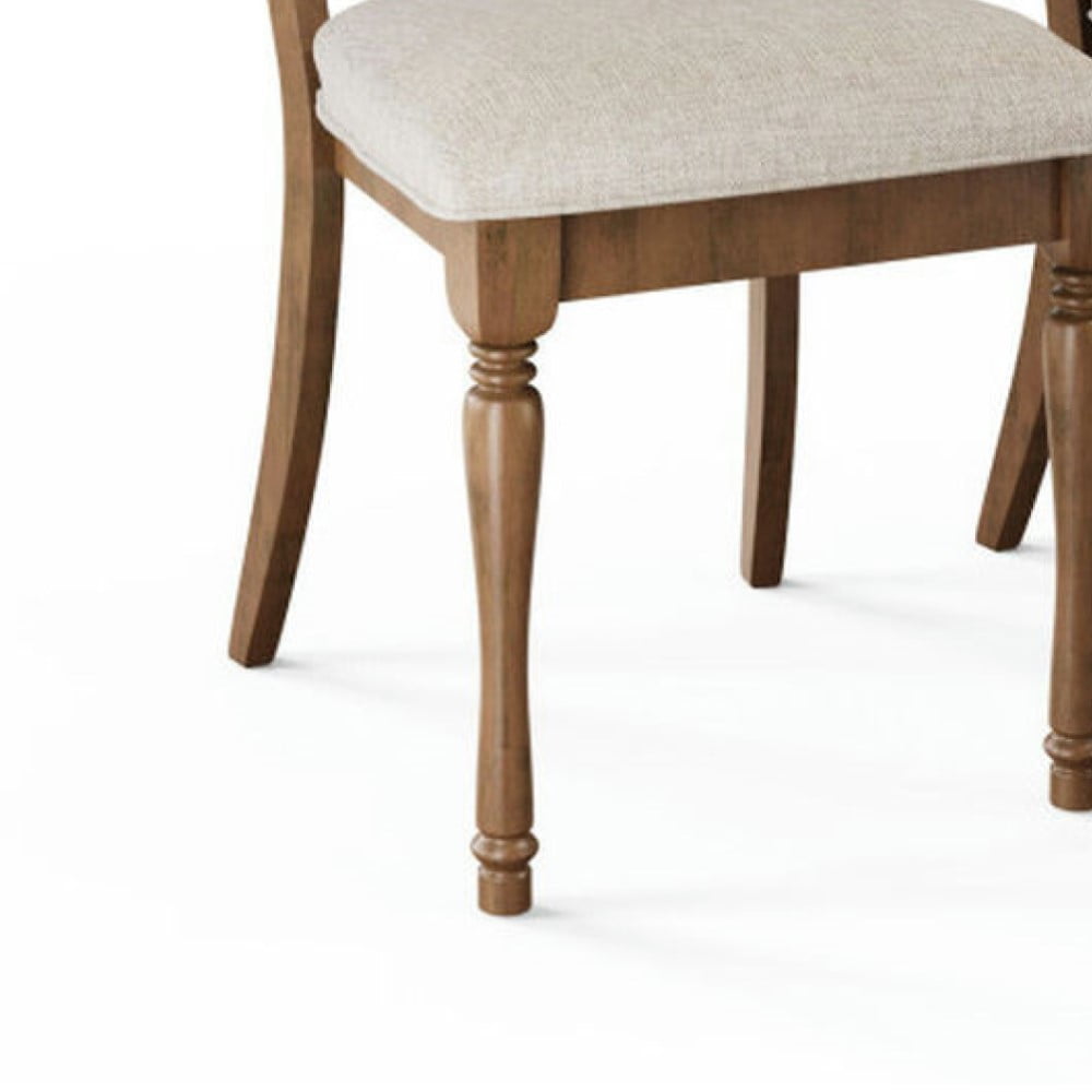 Demi Bonn Set of 2 Farmhouse Upholstered Dining Chair with Rubberwood Legs for Dining Room Living Room, Brown