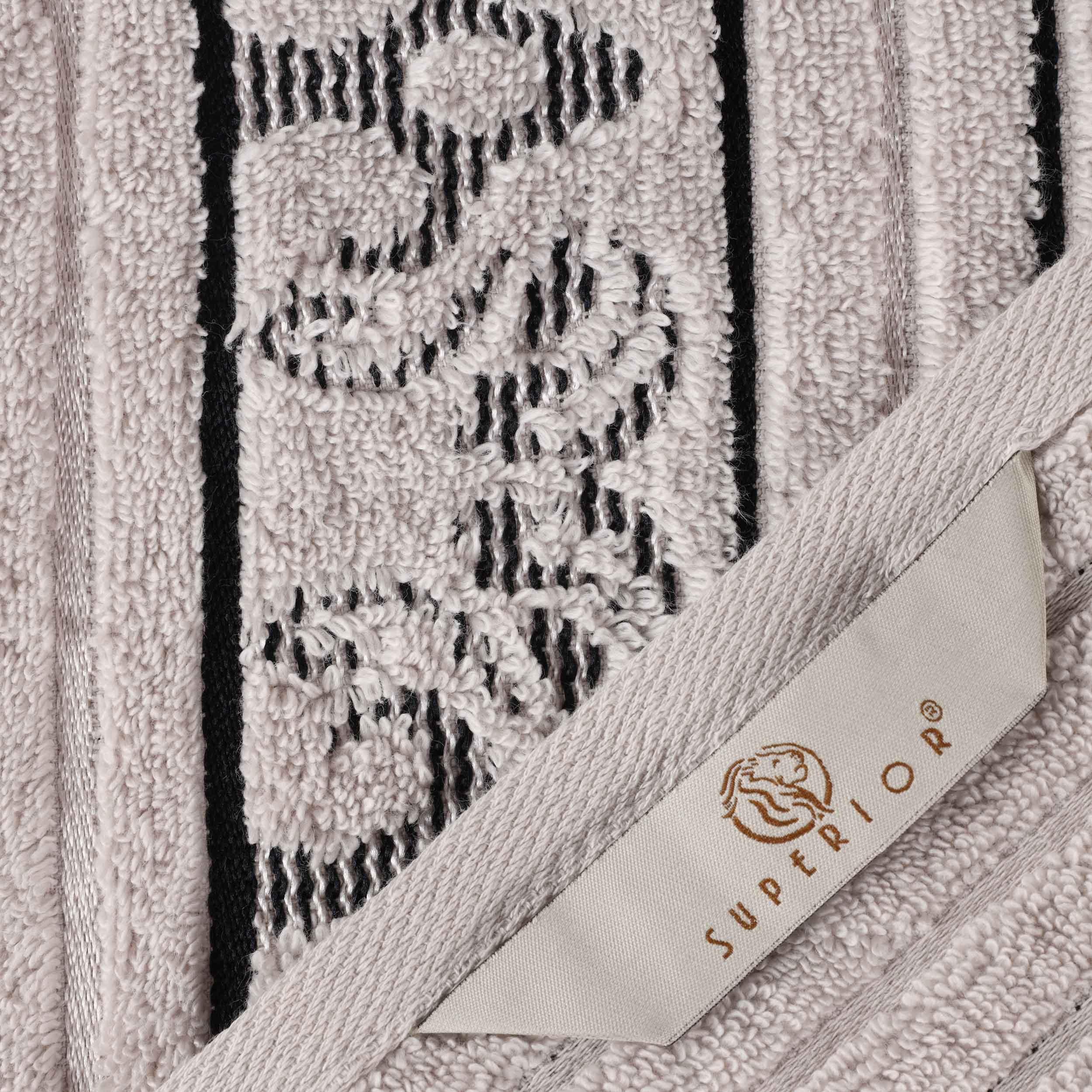 Superior Sadie Zero Twist Cotton Jacquard Hand Towel, Set of 6, Platinum