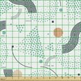 thumbnail image 2 of Ambesonne Geometric Fabric by the Yard Upholstery, Dots Triangles Stripes, 1 Yard, Seafoam and Burnt Sienna, 2 of 5