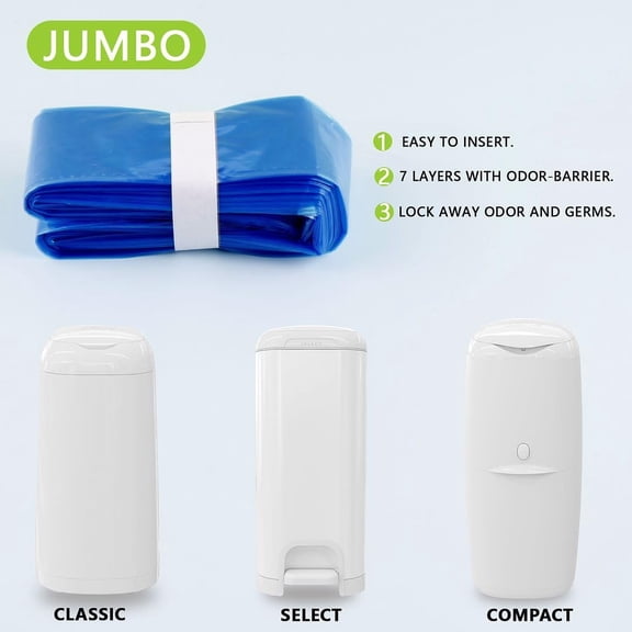 3pcs 26FT Compatible with Diaper Genie Pails jumbo Diaper Pail Refills Classic/Compact/Select 810 count
