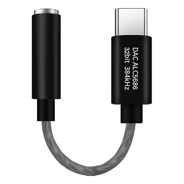 Adaptador USB tipo C a conector Dac de 3,5 mm compatible con teléfonos inteligentes Samsung negro YONGSHENG