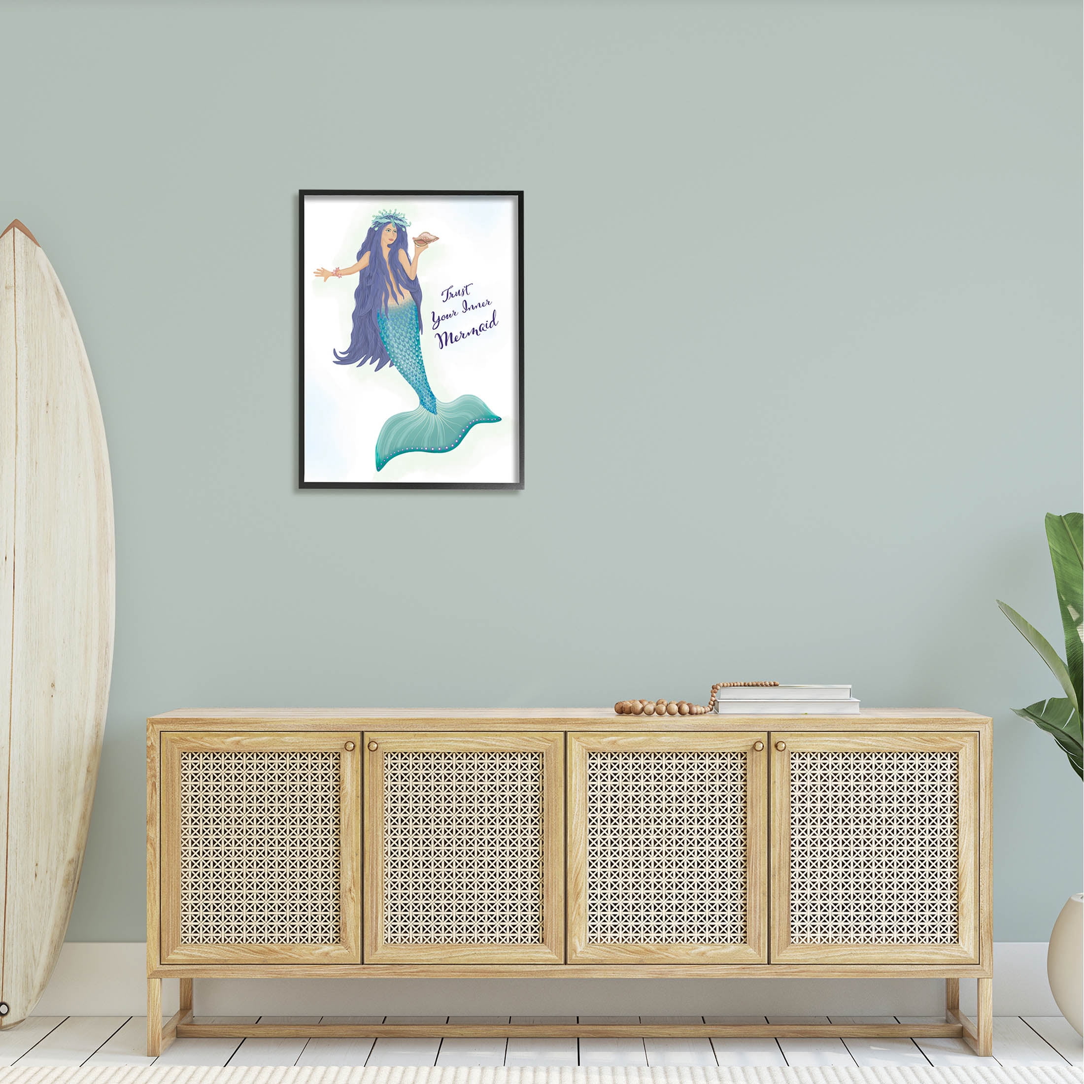 Trust Your Inner Mermaid Phrase Fairy Tales & Fantasy Graphic Art Black Framed Art Print Wall Art