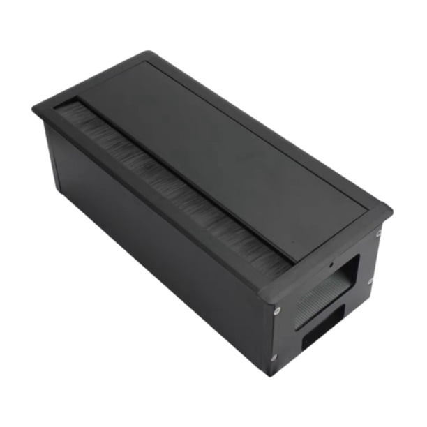 Pasacables rectangular para escritorio de computadora, organizador de cables, caja de gestión de cables Negro