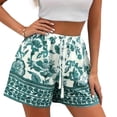 thumbnail image 2 of Ailaofu Women's High Waist Elastic Drawstring Wide Leg Shorts Fashion Summer Printed Casual Loose Beach Shorts, 2 of 5