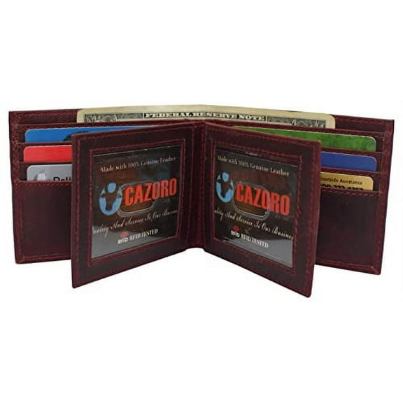 Real Cowhide Leather Mens Wallet RFID Blocking Multi Card Holder Wallets for Men Bifold Wallet