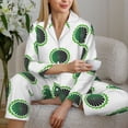 thumbnail image 6 of Pajama Sets for Women 2 Pcs, Green abstract flower Button Down Long Sleeve Sleepwear Lounge PJ Sets, 6 of 6