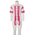 thumbnail image 3 of Juego De Ganchillo De 2 Piezas Conjunto de ganchillo de 2 piezas para mujer, parte superior con botones y pantalones cortos de bloque de color, ropa de playa de fiesta Ygjytge Rosa Roja S para Mujer, 3 of 8