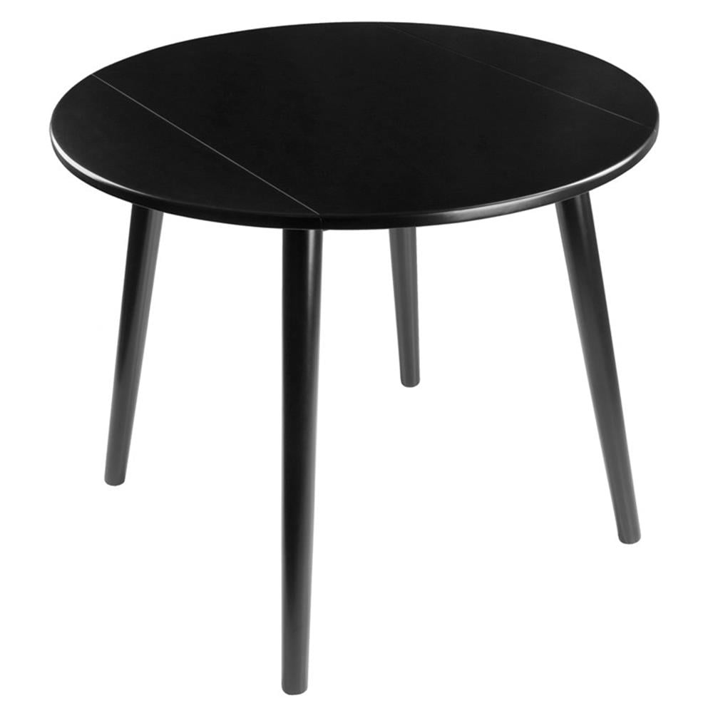 Winsome Moreno 36" Round Drop Leaf Transitional Solid Wood Dining Table in Black